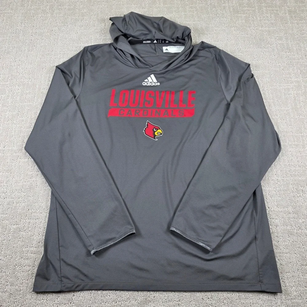 Adidas Louisville Cardinals Hoodie Mens XL Gray Long Sleeve Shirt‎ Player Issue